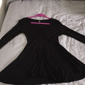 Black wrap front dress